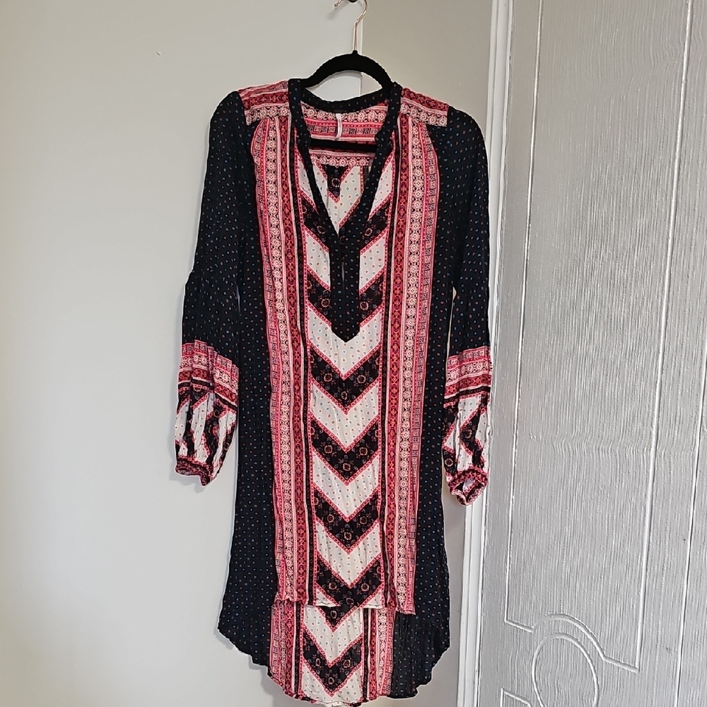 Free People Lightweight Bandana Dress Red/Navy XS